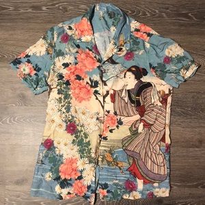 Japanese Style Short-Sleeve Button Down Shirt Sm.